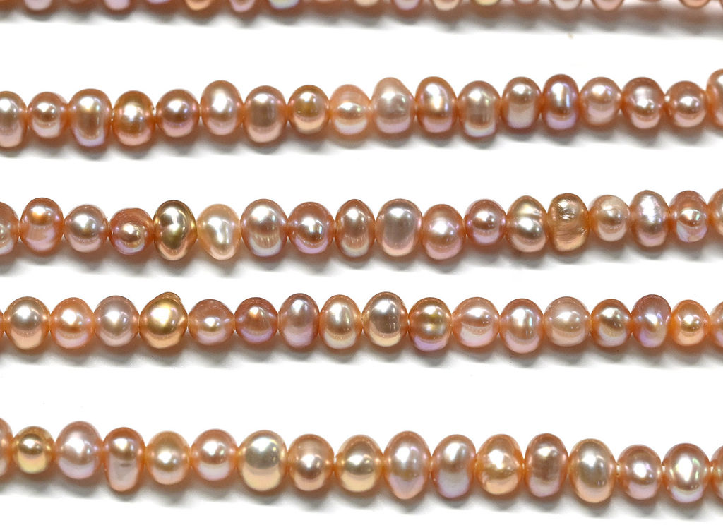 Бусины жемчуг овал 3*2мм цвет розовый, 38см, 150 бусин Радуга камня