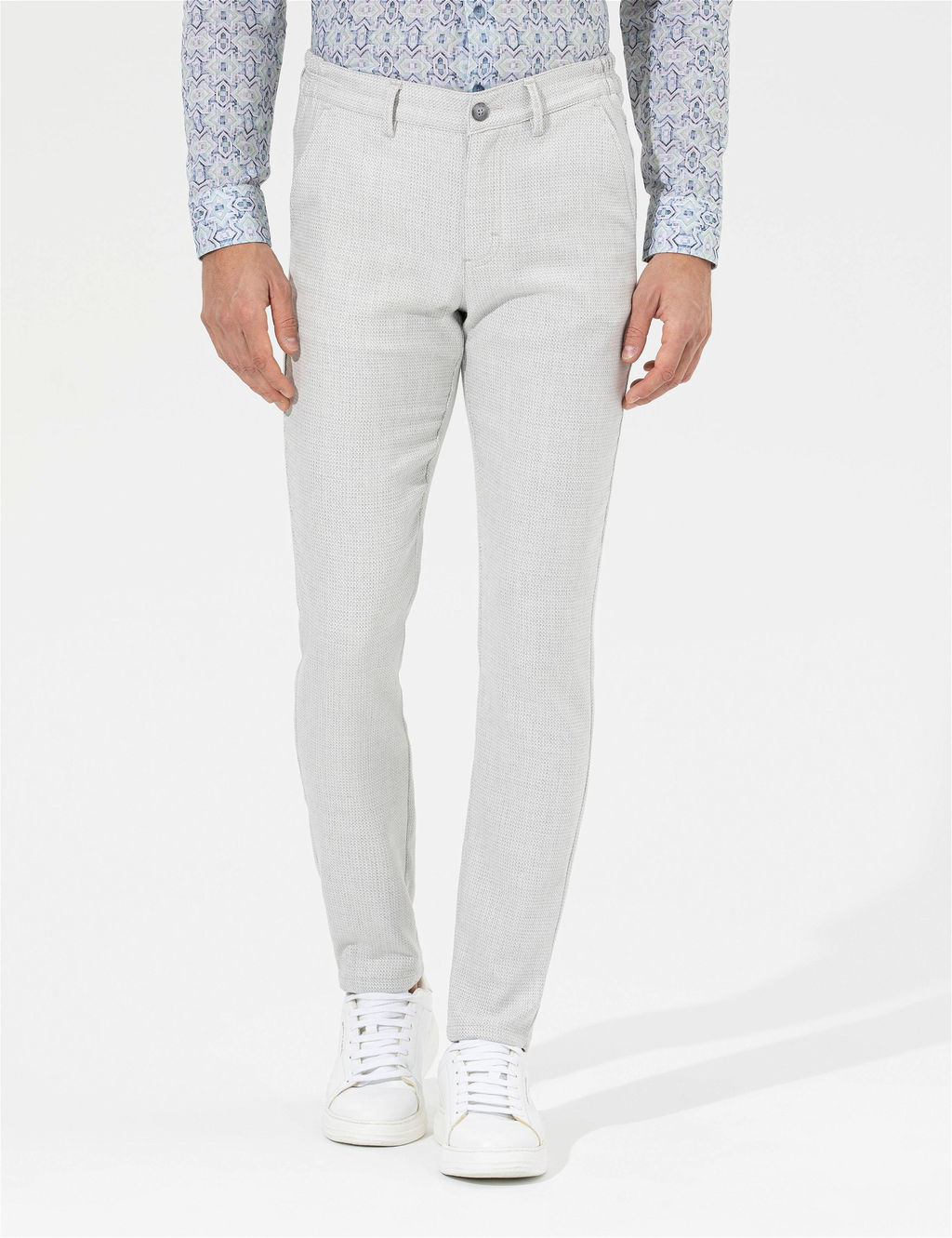 Gri Slim Fit Beli Lastikli Kanvas Pantolon - Pierre cardin фото 4