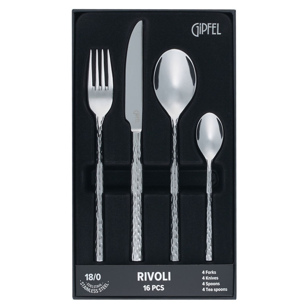 51044 GIPFEL Набор столовых приборов RIVOLI 16 пр. Материал: нерж.сталь 18/0. Зеркальная полировка.