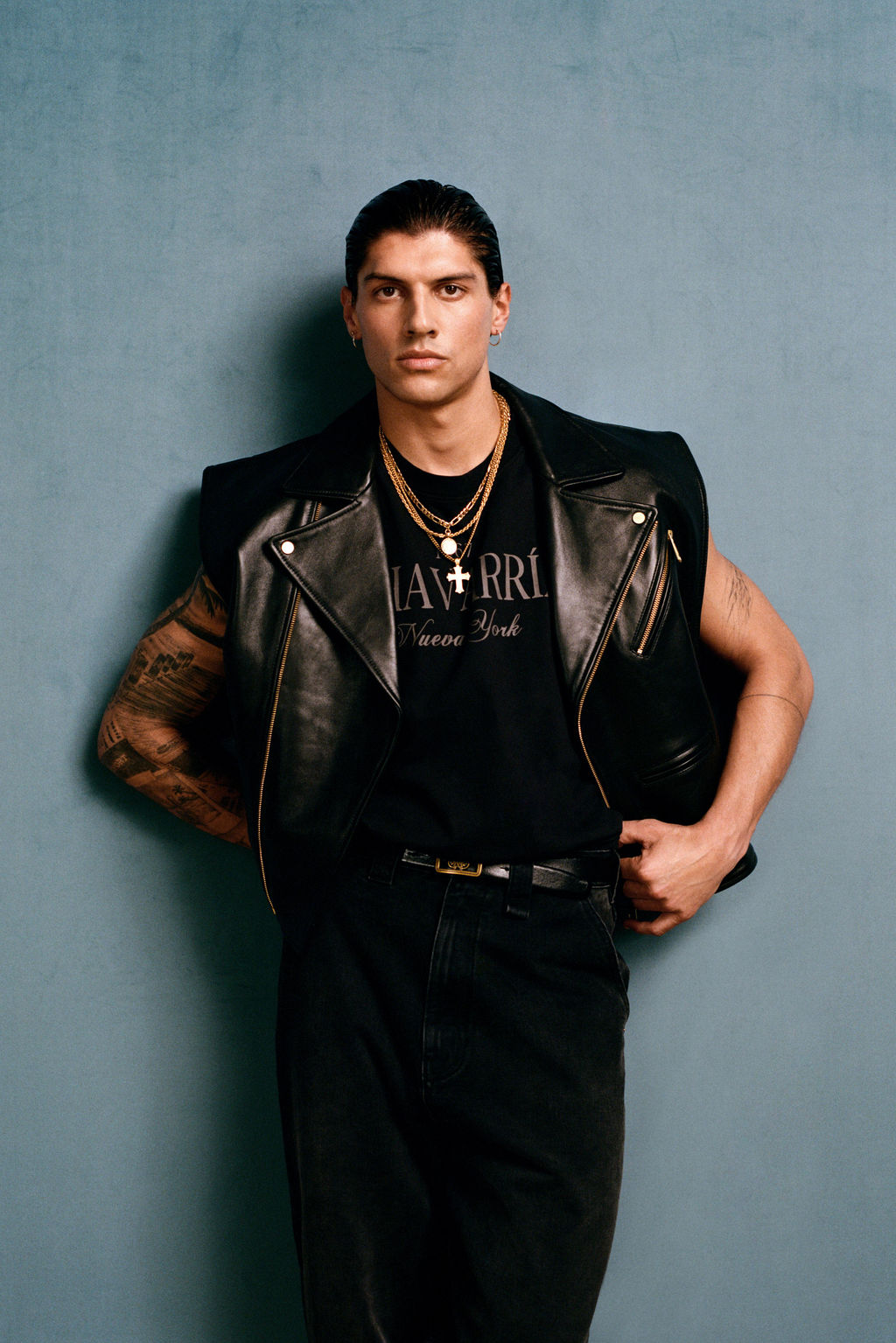 CHALECO BIKER PIEL WILLY CHAVARRIA X ZARA / Negro  фото 2