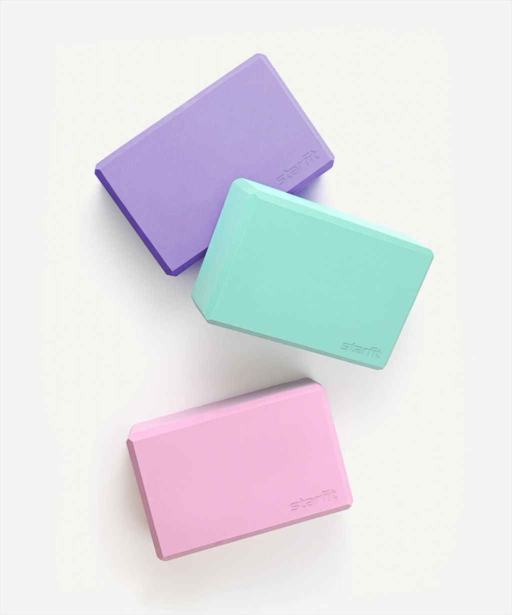 Блок для йоги STARFIT YB-200 EVA, 8 см, 115 гр, 22,5х15 см, мятный. фото 6