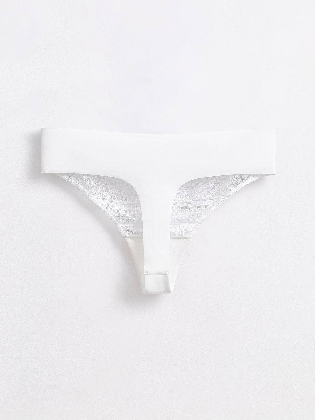 CONTE Бесшовные трусы стринг из хлопка и кружева ROMANTIC STORY LST 1267 off-white - Conte elegant фото 3