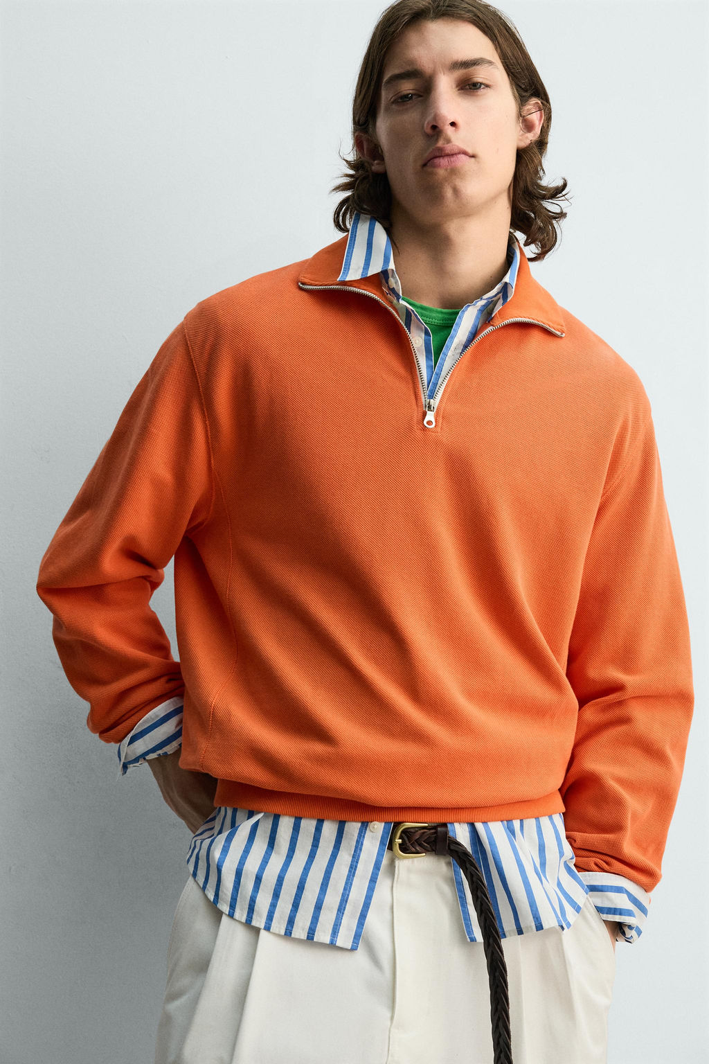 SUDADERA PIQU? CUELLO CREMALLERA / Naranja - Zara фото 6