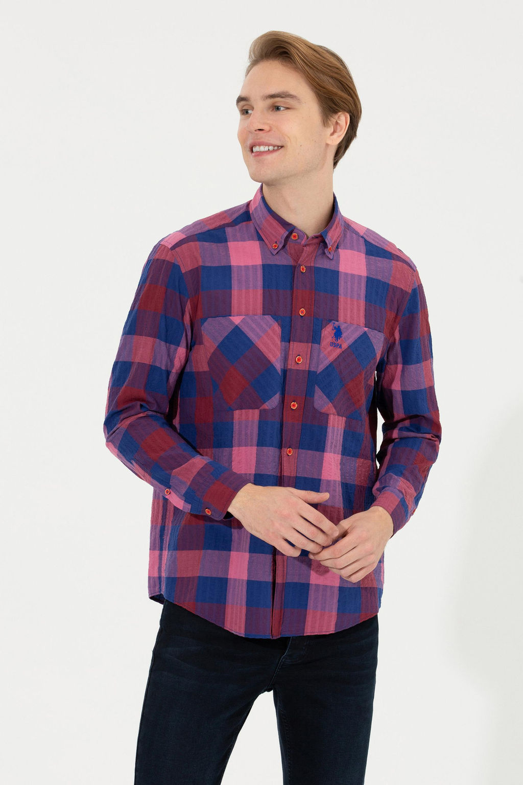 U. S. Polo Assn Мужская красная рубашка с длинным рукавом - U.s. polo assn фото 3