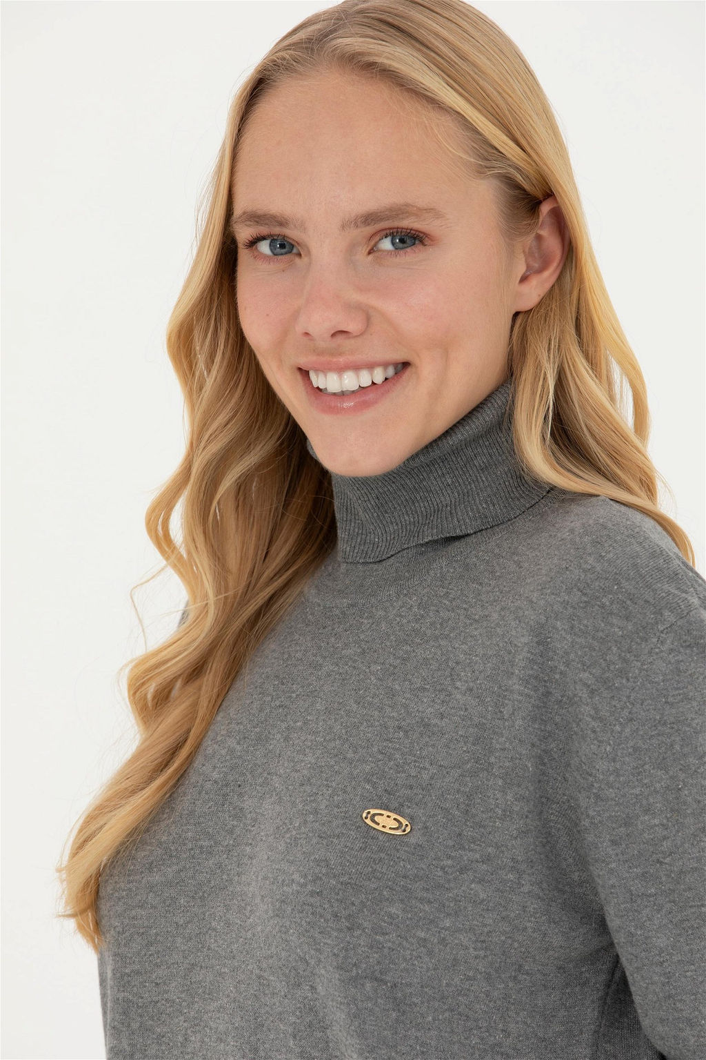 Женский серый меланжевый базовый свитер - U.s. polo assn фото 2