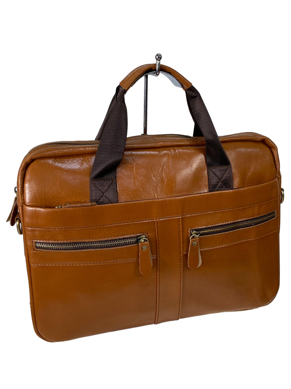 Мужская сумка-портфель из натуральной кожи, цвет рыжий