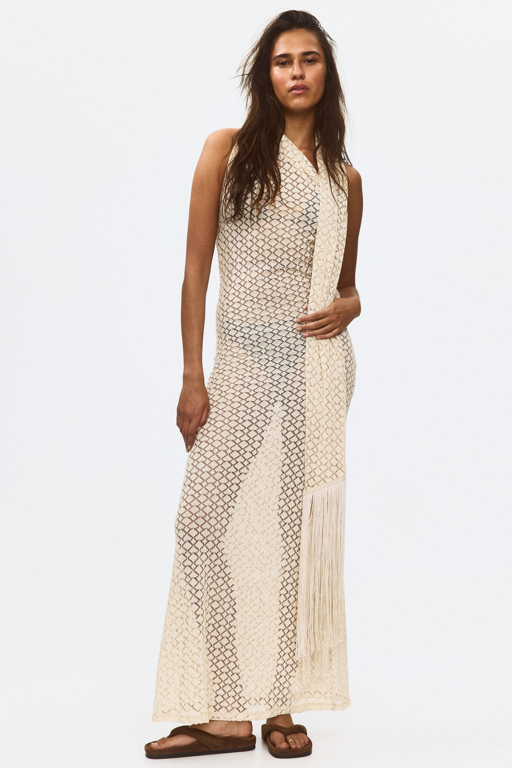 Vestido efecto crochet con cuello fular - H&m фото 2