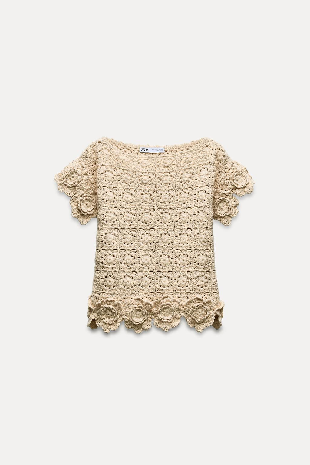 FLORAL CROCHET KNIT TOP - Zara фото 4