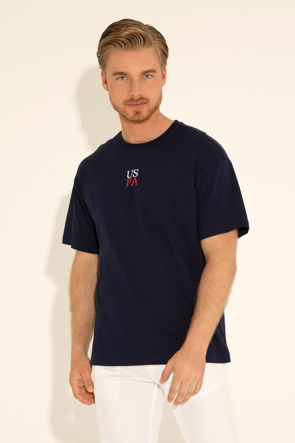 Erkek Comfort Fit Bisiklet Yaka Lacivert Ti__rt