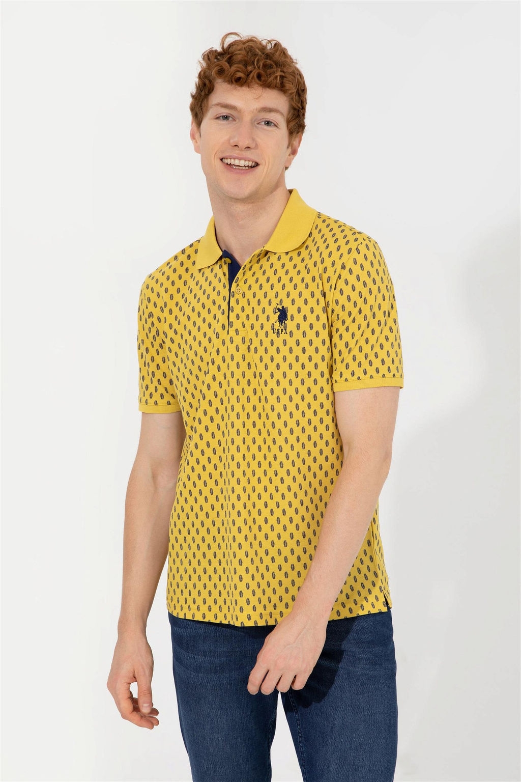 U. S. Polo Assn Мужская шафрановая футболка-поло с воротником-поло - U.s. polo assn фото 8