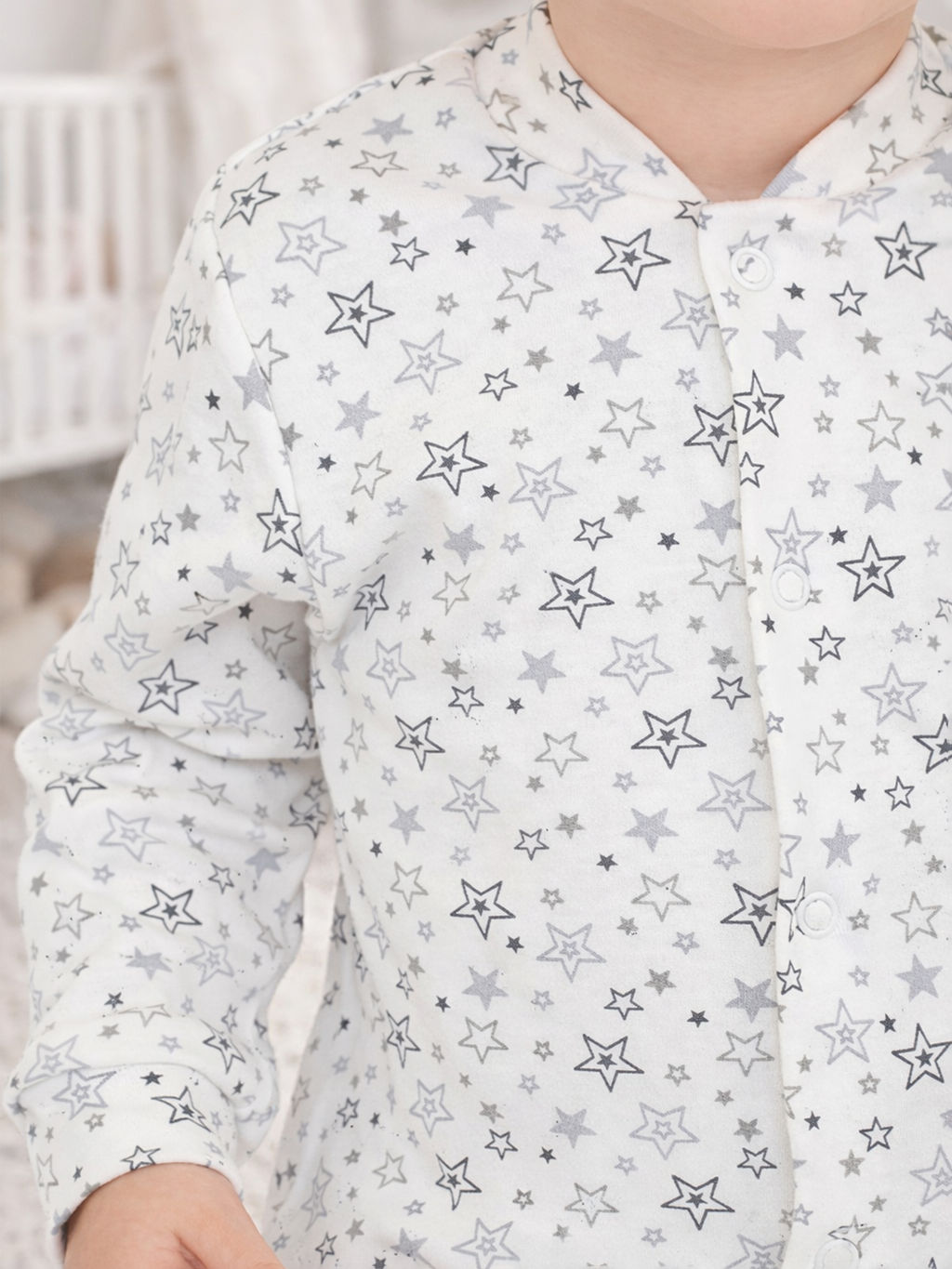Комбинезон ясельный молочный серые звезды