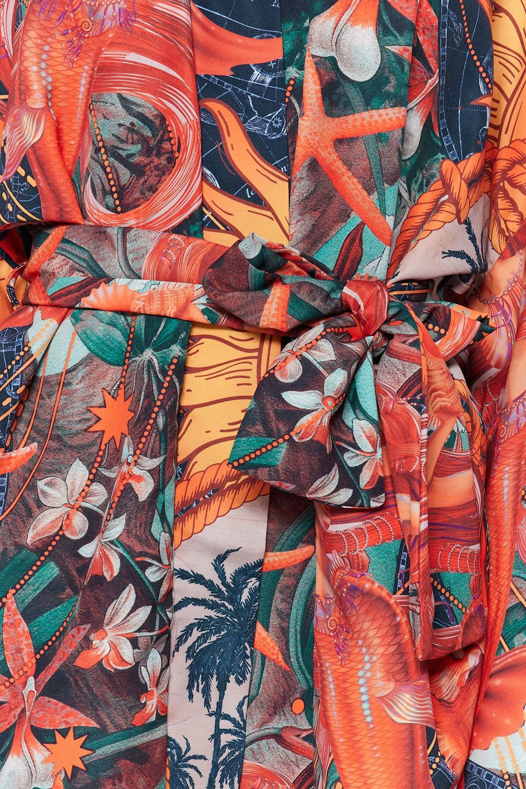 Tropikal Desenli Kusakl? Volanl? Mini Dokuma Plaj Kimono&Kaftan TBESS23KM00024 - Trendyolmilla фото 3