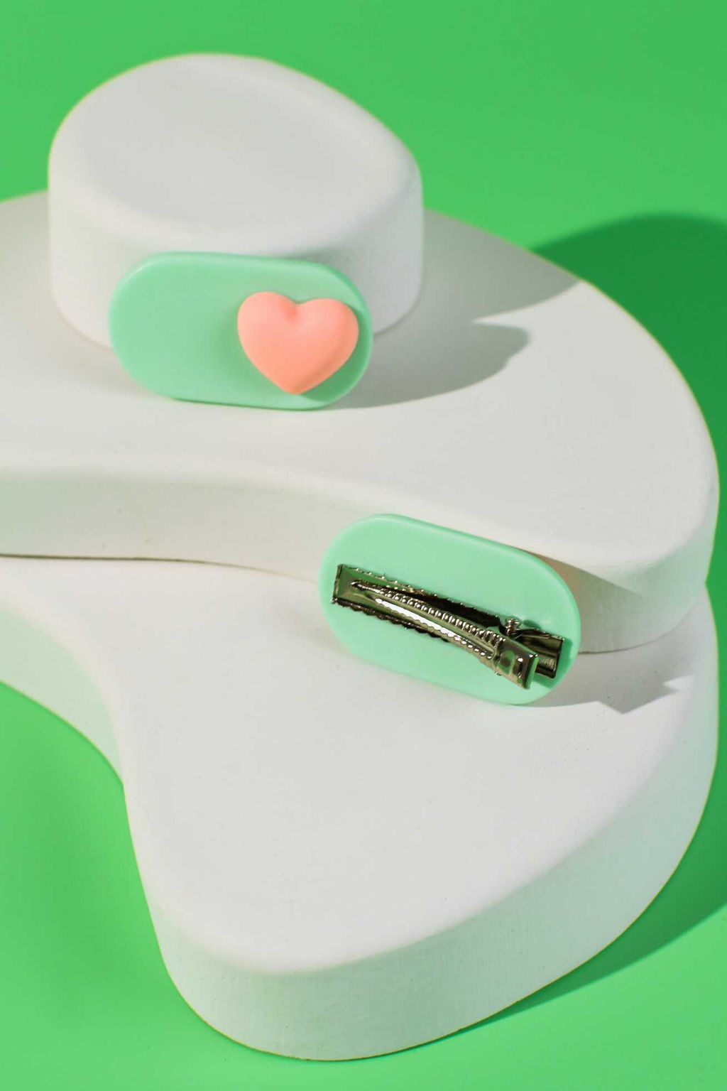 Набор заколок для волос зажим, арт. 71779 / 10 СЕРДЕЧКИ (в наборе: 2шт., 3,9 см, черный металл, по