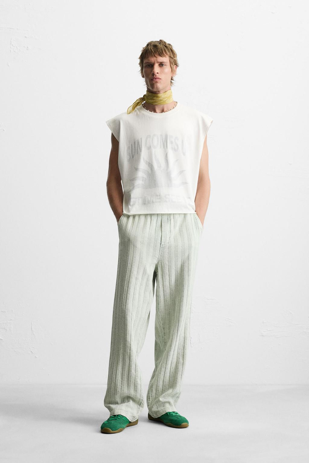 RELAXED FIT JACQUARD TROUSERS - Zara фото 31