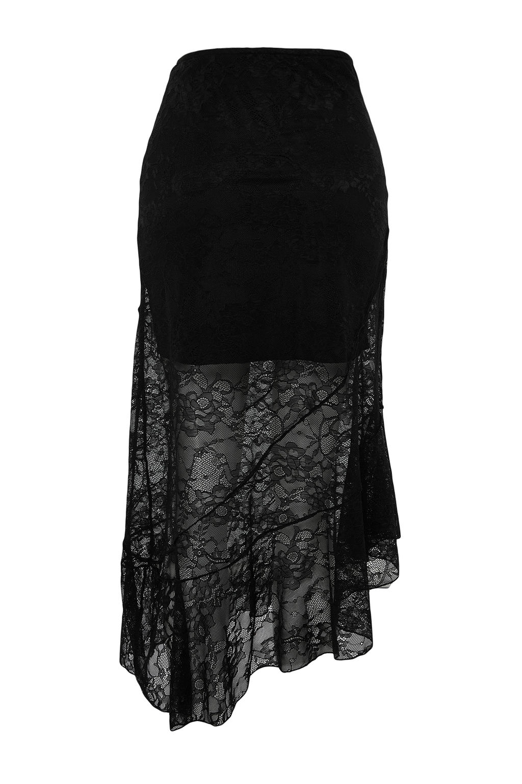TRENDYOLMILLA Siyah Asimetrik Midi Astarl? Dantel Orme Etek TWOAW24ET00331 фото 9