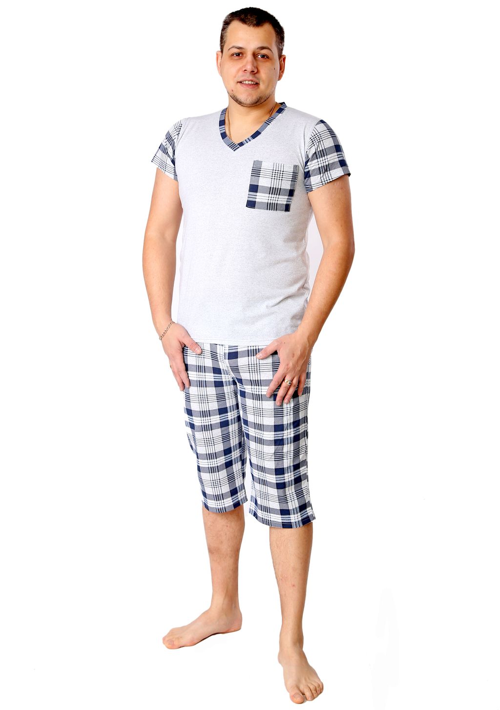 Костюм Бруно бриджи клетка синяя - Марлен фото 2