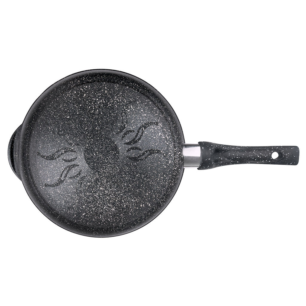 Сковорода с тефлоновым покрытием д28см Гранит, h5,5см, s0,4см, ручка из термостойкого пластика (Россия) - Домашняя мода фото 3