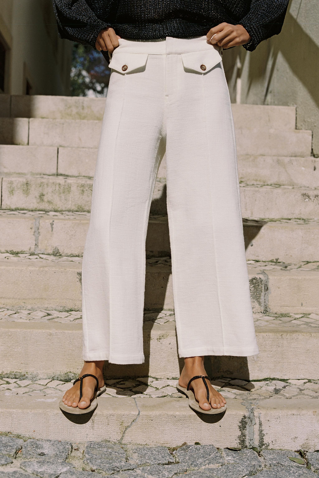 PANTAL?N CULOTTE TEJIDO R?STICO / Crudo - Zara фото 2