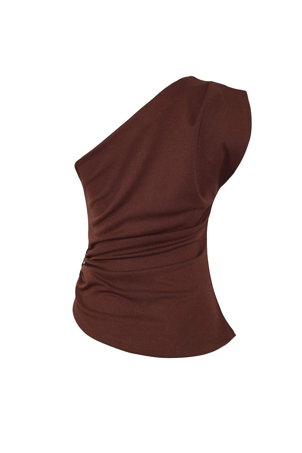 Kahverengi Duz Kay?k Yaka Kolsuz Orme Scuba Krep Party Bluz TPRSS25BZ00045