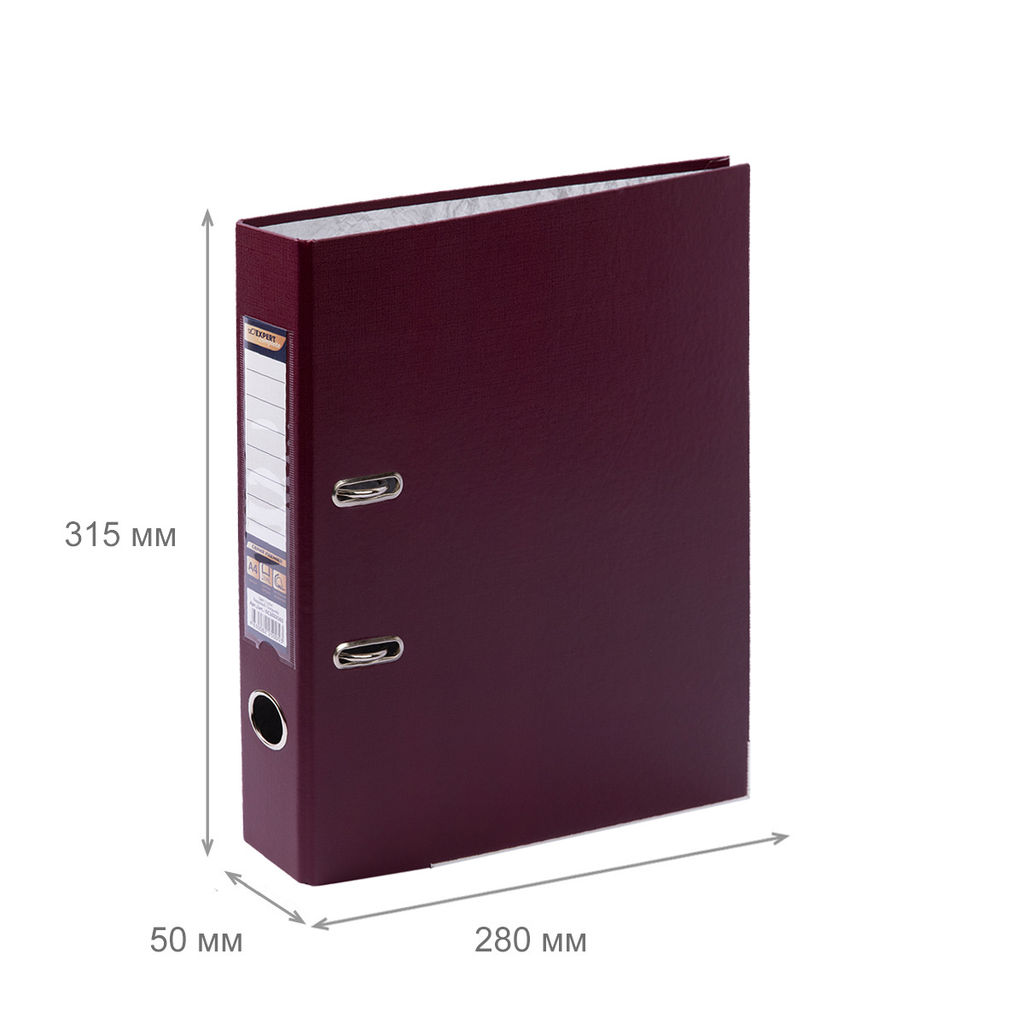 Expert Complete Регистратор PVC, мет.уг. 50 мм 10 шт. Premier A4 арочный механ. лён бордовый EC1022165