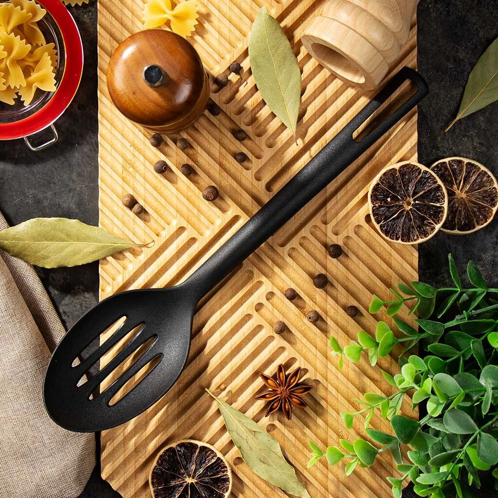 Ложка поварская нейлон, с прорезями, навеска, Daniks, Эконом Turin, YW-KT309-5 (456522)  фото 2