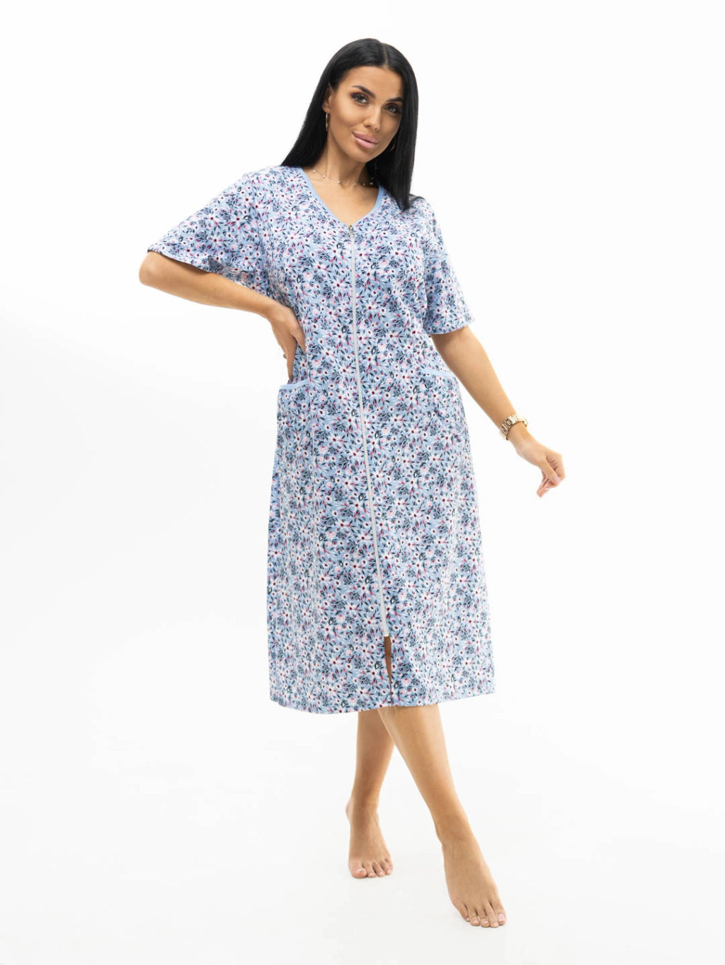 Халат женский, цвет голубой