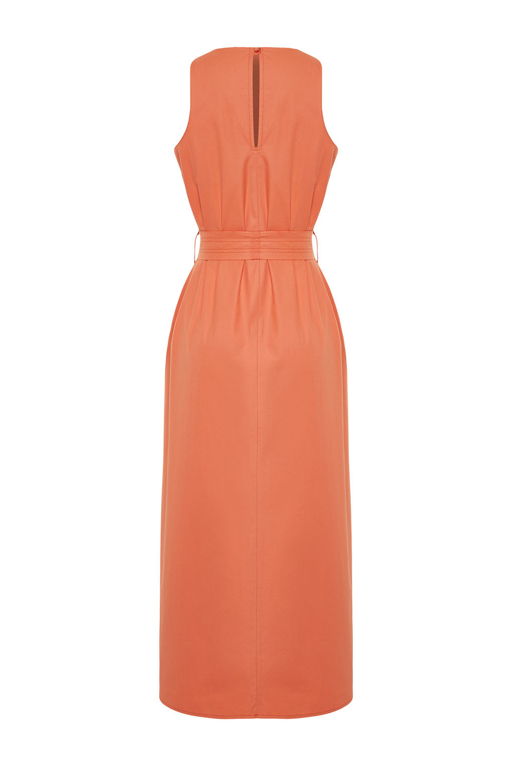 Turuncu Kusakl? 100% Pamuk Poplin Cepli Midi Dokuma Elbise TWOSS24EL00338 - Trendyolmilla фото 8