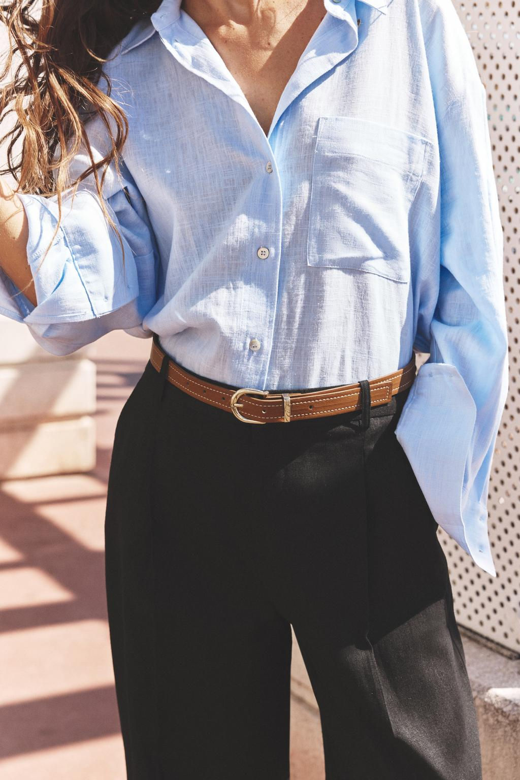 LINEN BELTED STRAIGHT-LEG TROUSERS - Zara фото 22