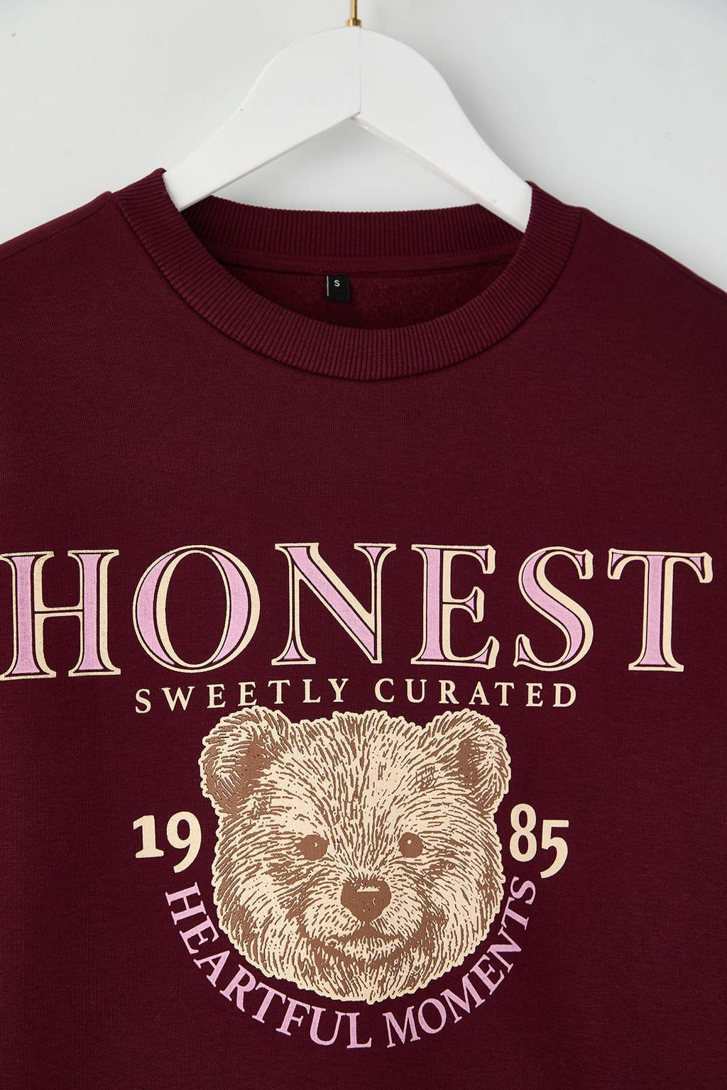 Teen Bordo Kal?n Ici Polarl? Ay?c?k Bask?l? Regular/Normal Kesim Orme Sweatshirt TWOAW26SW00199 - Trendyolmilla фото 6