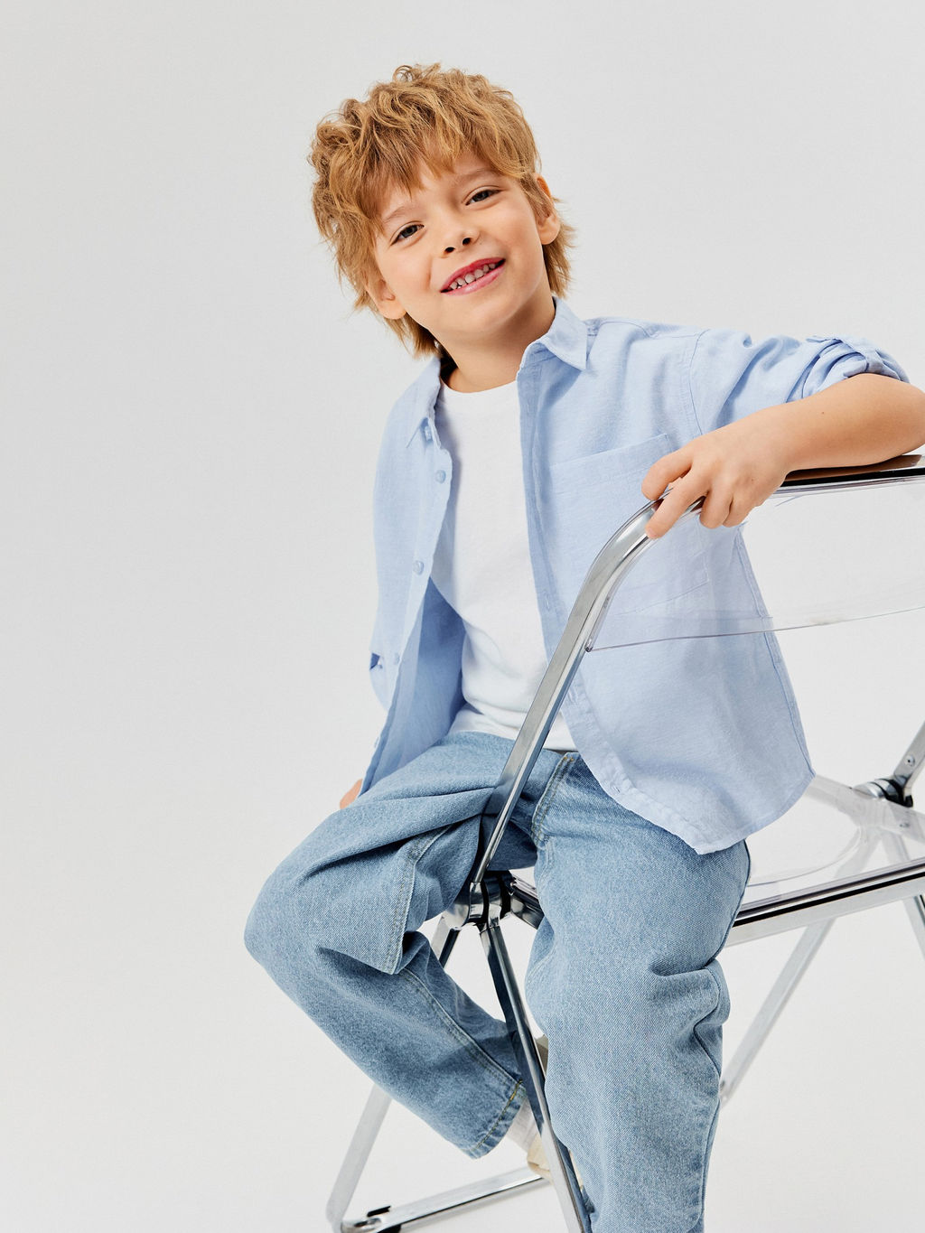 ACOOLA / Сорочка верхняя детская для мальчиков Morenio голубой фото 4
