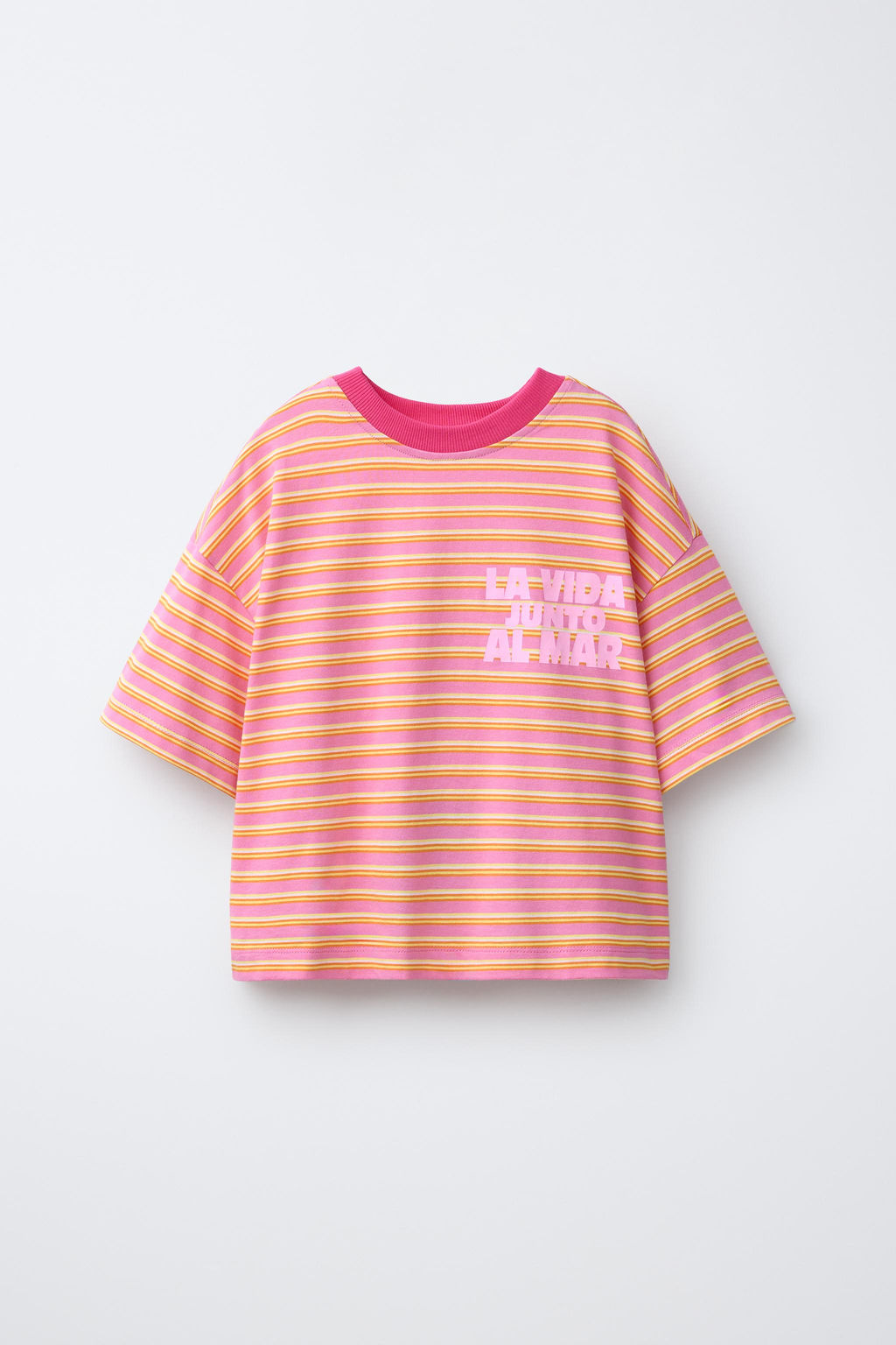 CAMISETA RAYAS Y ESTAMPADO / Naranja - Zara фото 3