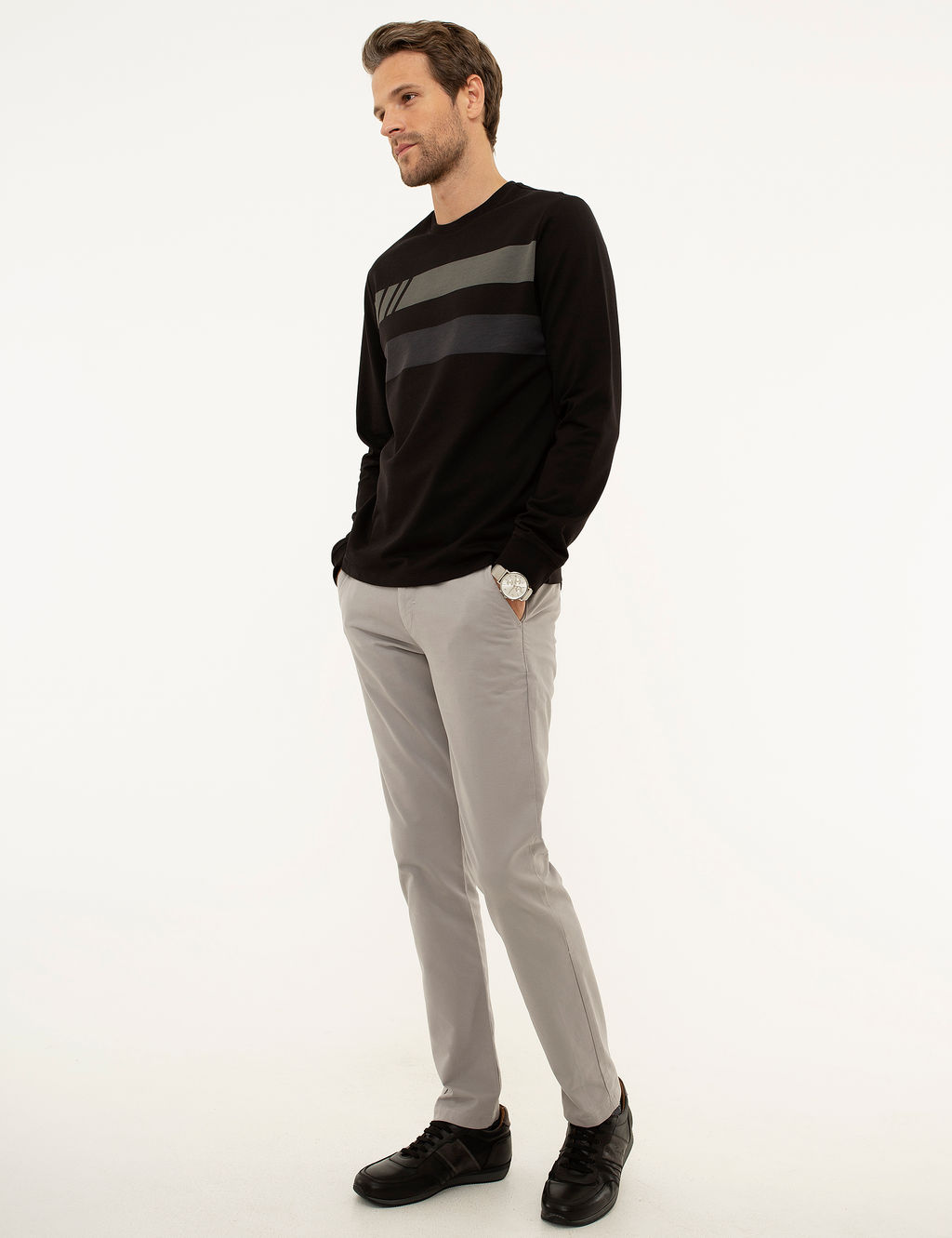 Gri Slim Fit Chino Pantolon