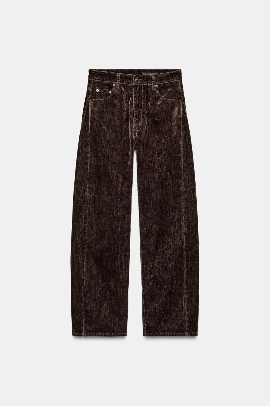 ZW COLLECTION HIGH-WAIST FLOCKED BALLOON JEANS - Zara фото 7