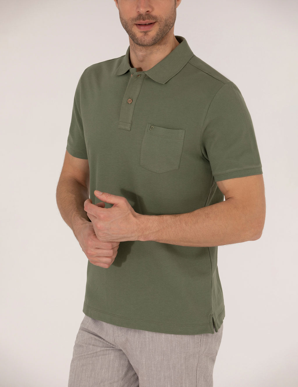Haki Regular Fit Polo Yaka Basic Ti__rt
