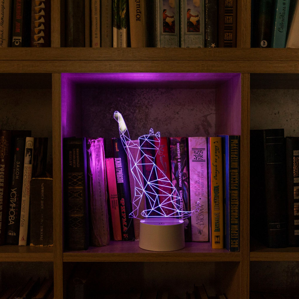 ULI-M501 RGB/3AAA CATTY/WHITE Светильник декоративный с эффектом 3D Кошка, на батарейках 3AAA (не в/к). 1 светодиод. RGB свет. USB кабель в/к. TM Uniel - Volpe фото 9