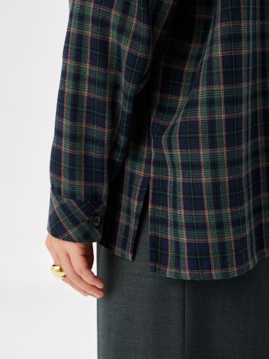 Блузка женская дл. рук. KATHARINA KROSS KK-B-0036F-FR-сине-зеленый, клетка  фото 3