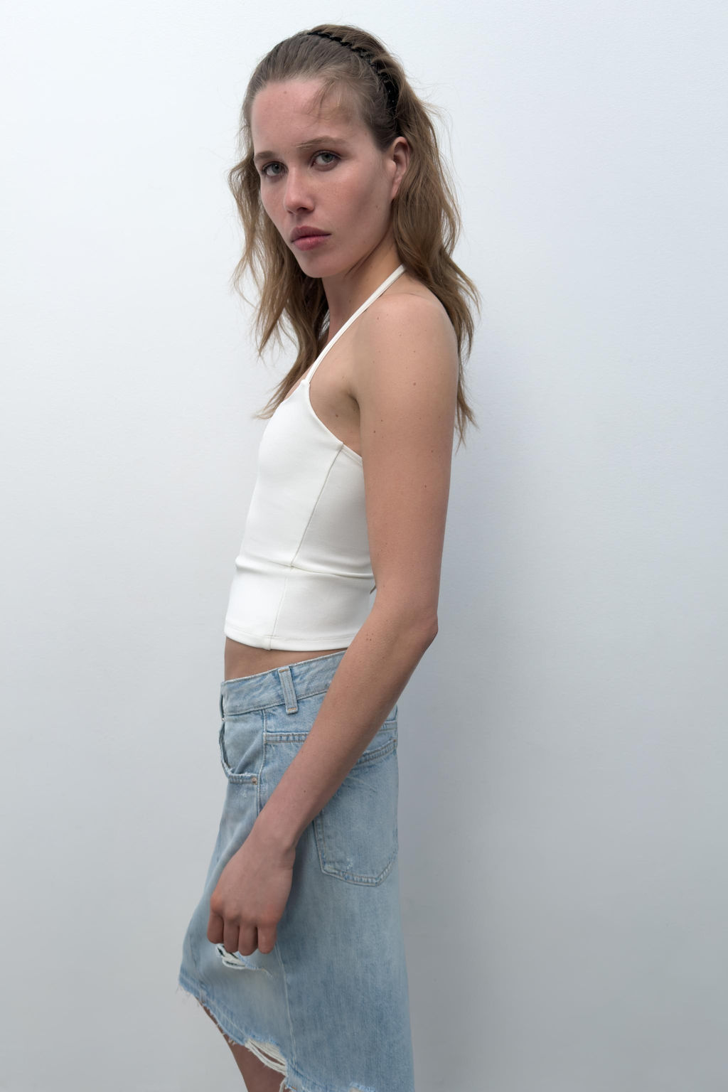 FALDA DENIM TRF ROTOS / Azul claro - Zara фото 4
