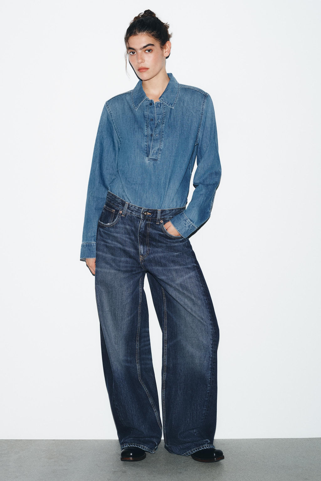 HIGH-WAIST TRF OVERSIZE BALLOON JEANS