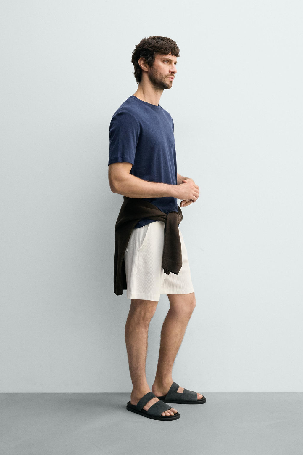 BERMUDA JOGGER ESTRUCTURA WAFFLE / Blanco roto - Zara фото 4