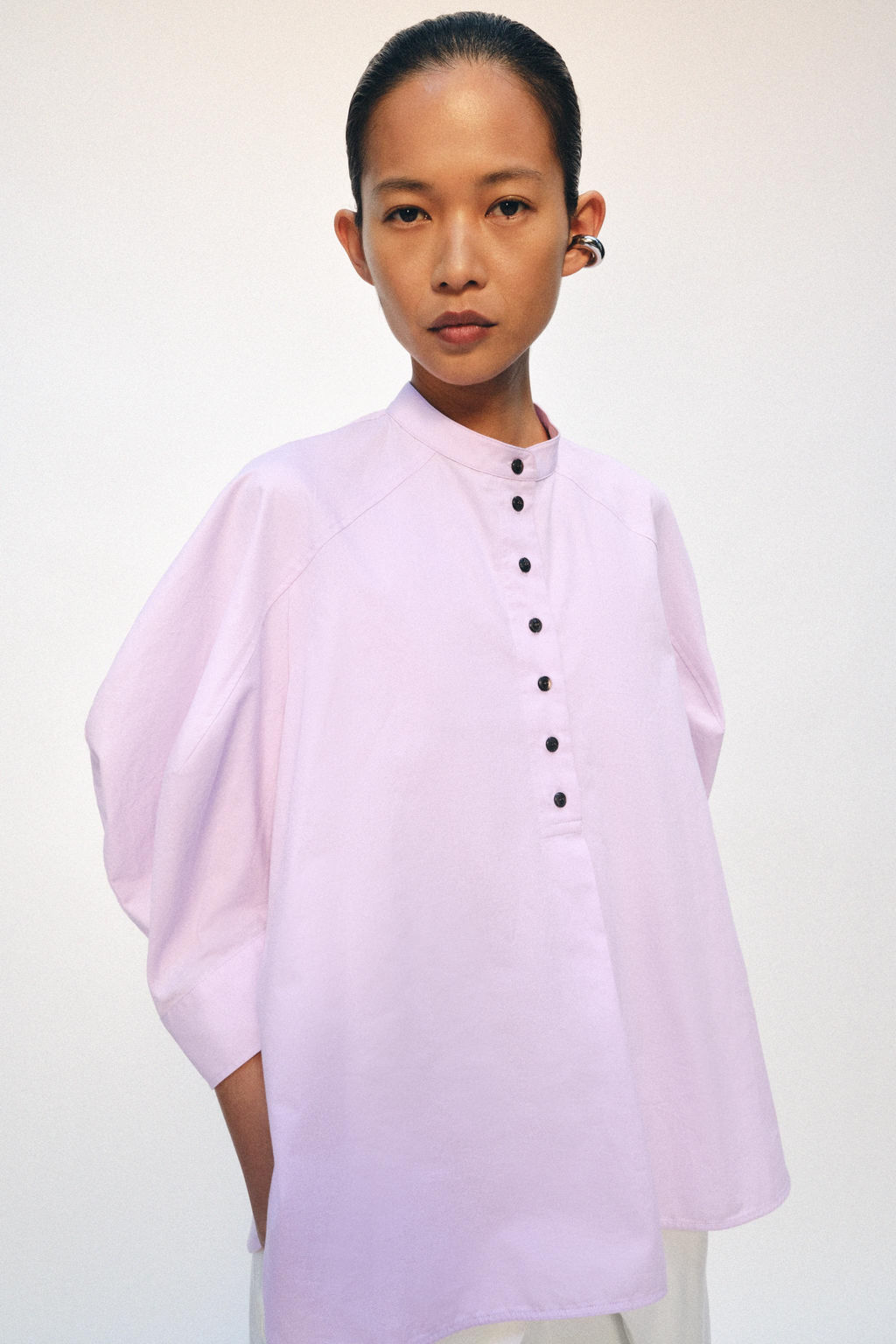 CAMISA MANGA ABULLONADA ZW COLLECTION / Malva - Zara фото 4
