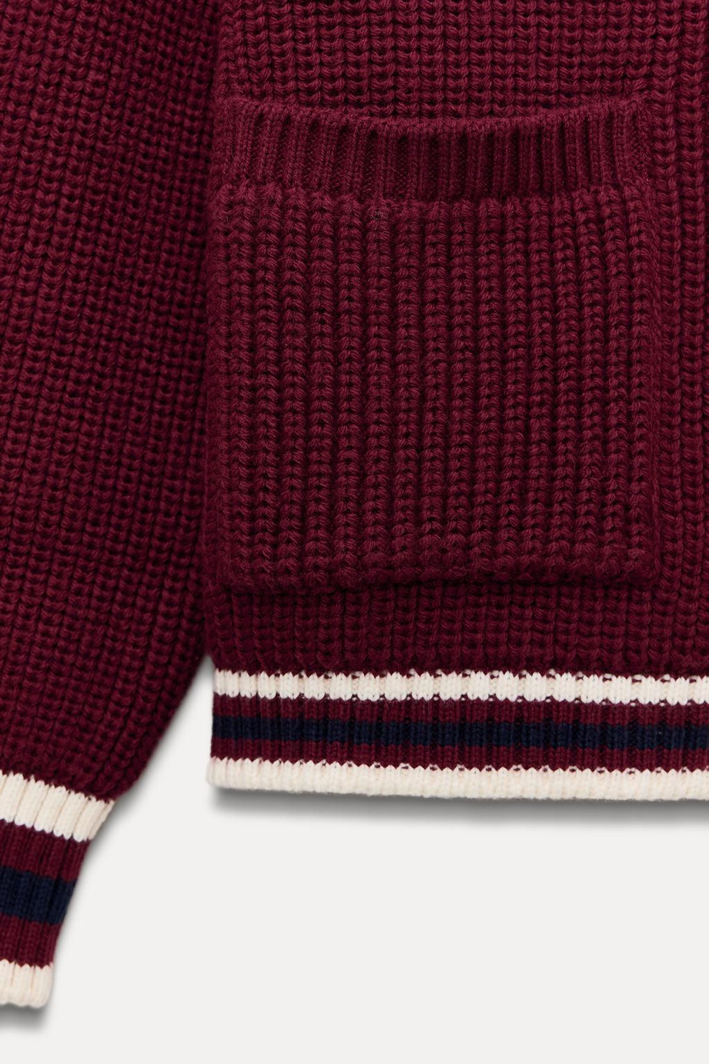 KNIT CARDIGAN WITH TRIM - Zara фото 7