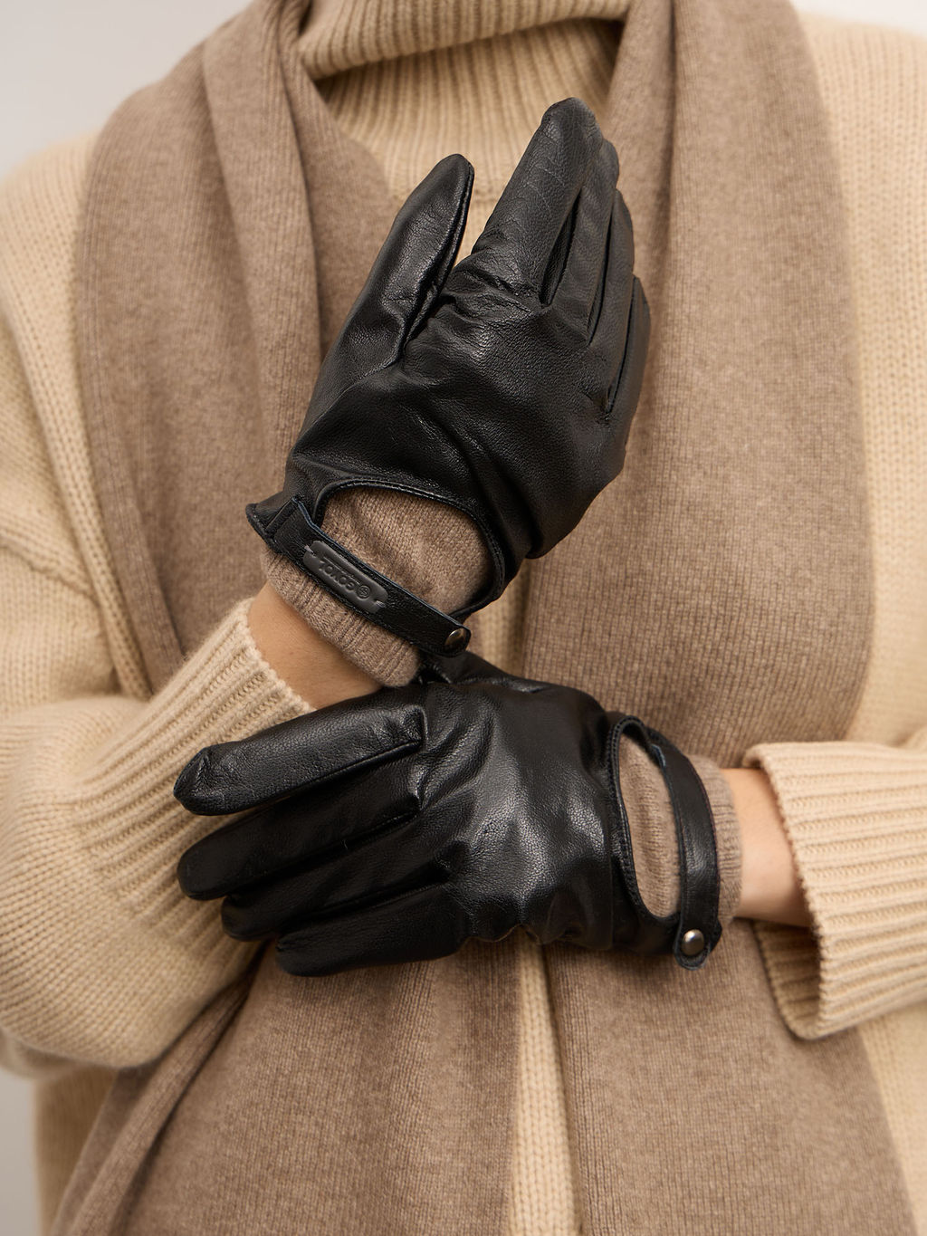 Перчатки из натуральной кожи и кашемира 18-22-500-0C