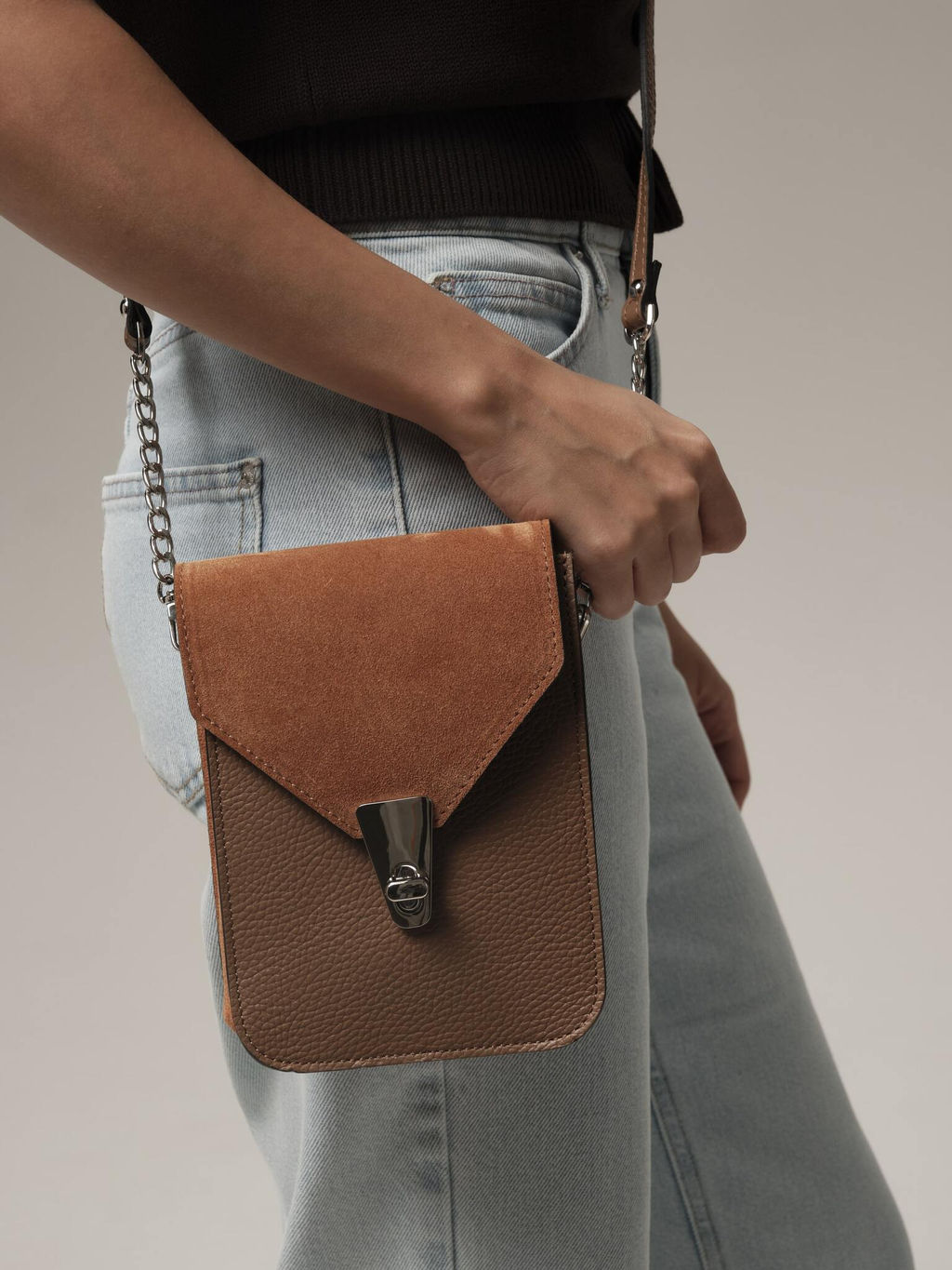 Сумка замшевая кросс-боди Deboro 31023 кирпич