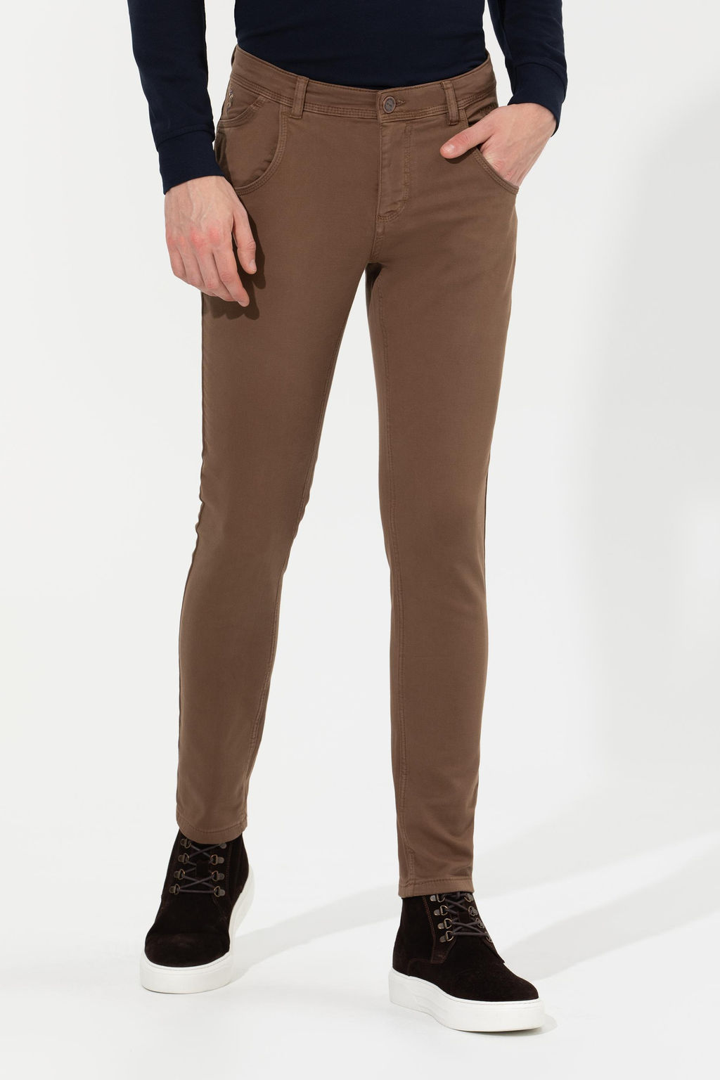 Erkek Slim Fit Coconut Kanvas Pantolon