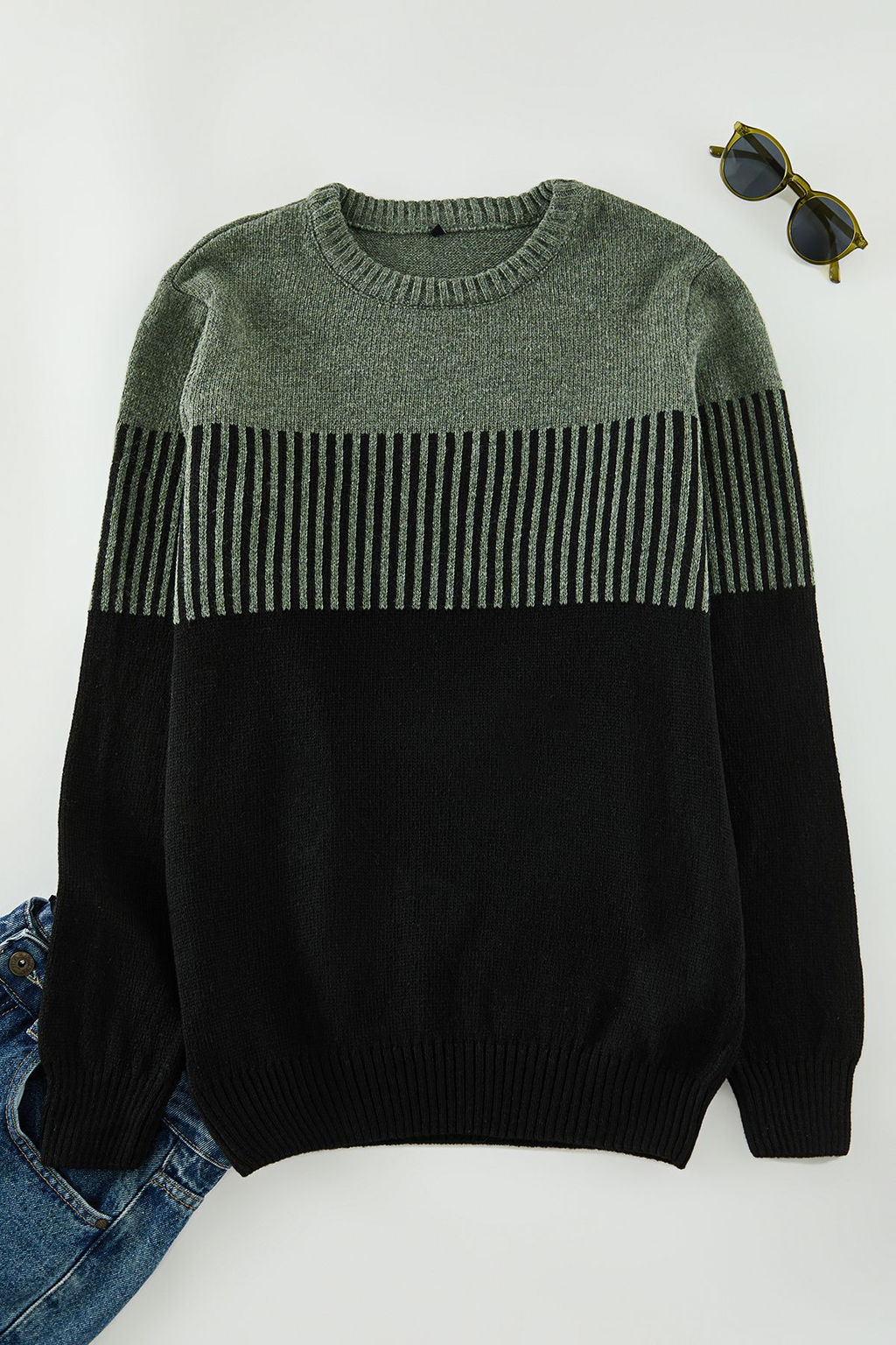 Trendyolmilla Man Gri Slim Yunlu Bisiklet Yaka Renk Bloklu Triko Kazak TMNAW20KZ1503  фото 7