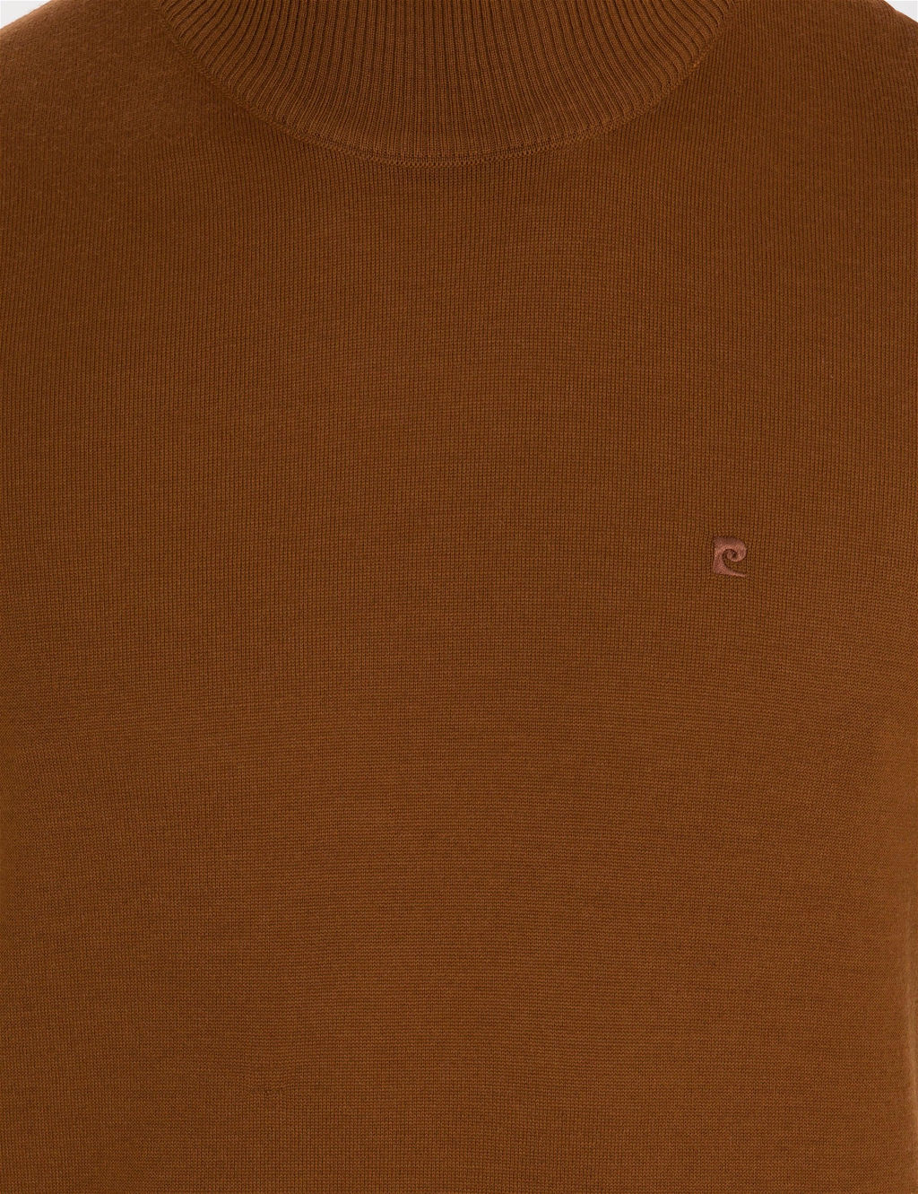 Taba Slim Fit Yar_m Bal_k__ Yaka Y_n Kar___ml_ Basic Triko Kazak - Pierre cardin фото 6