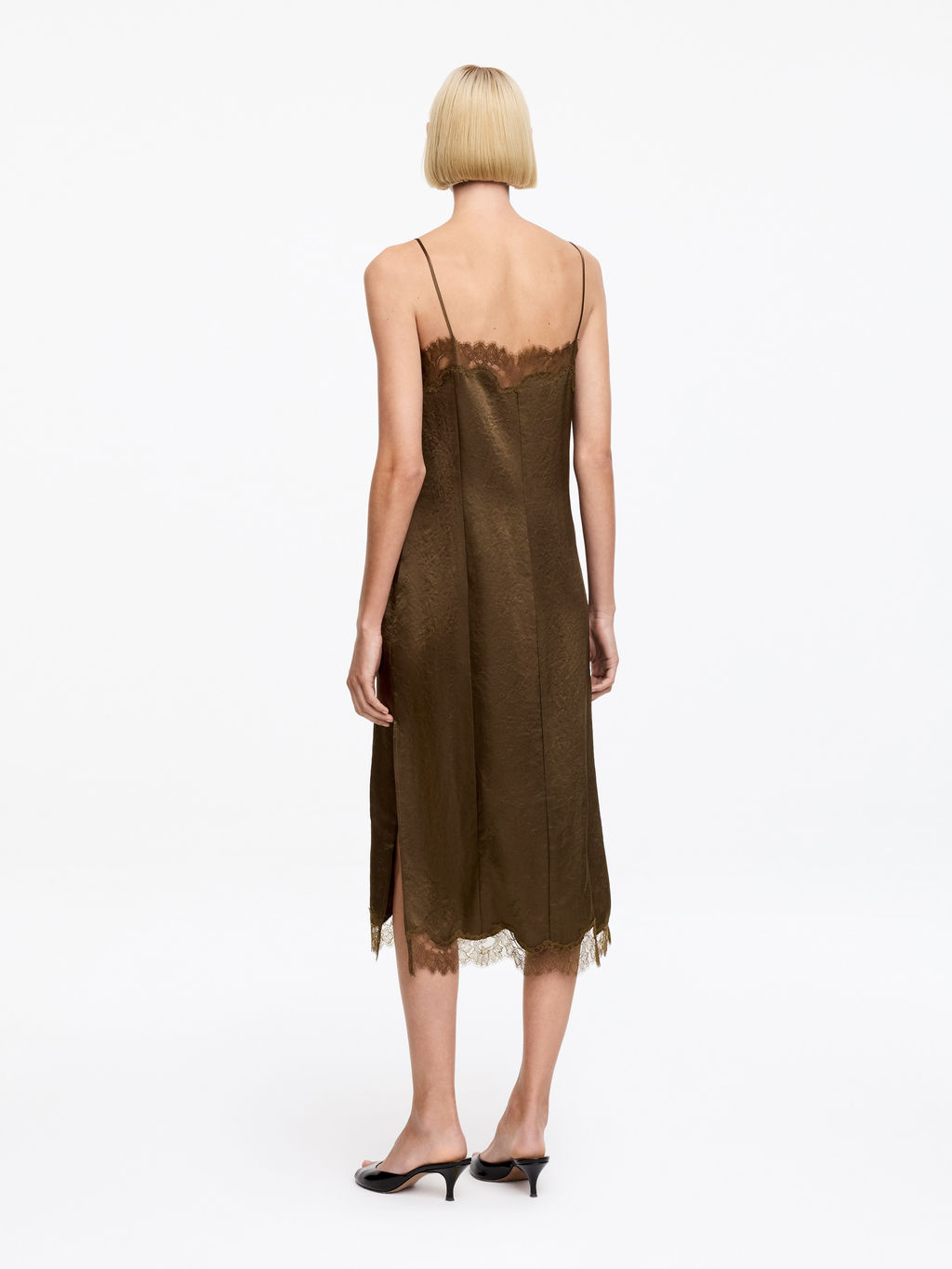 Vestido lencero con ribete de encaje - H&m фото 6