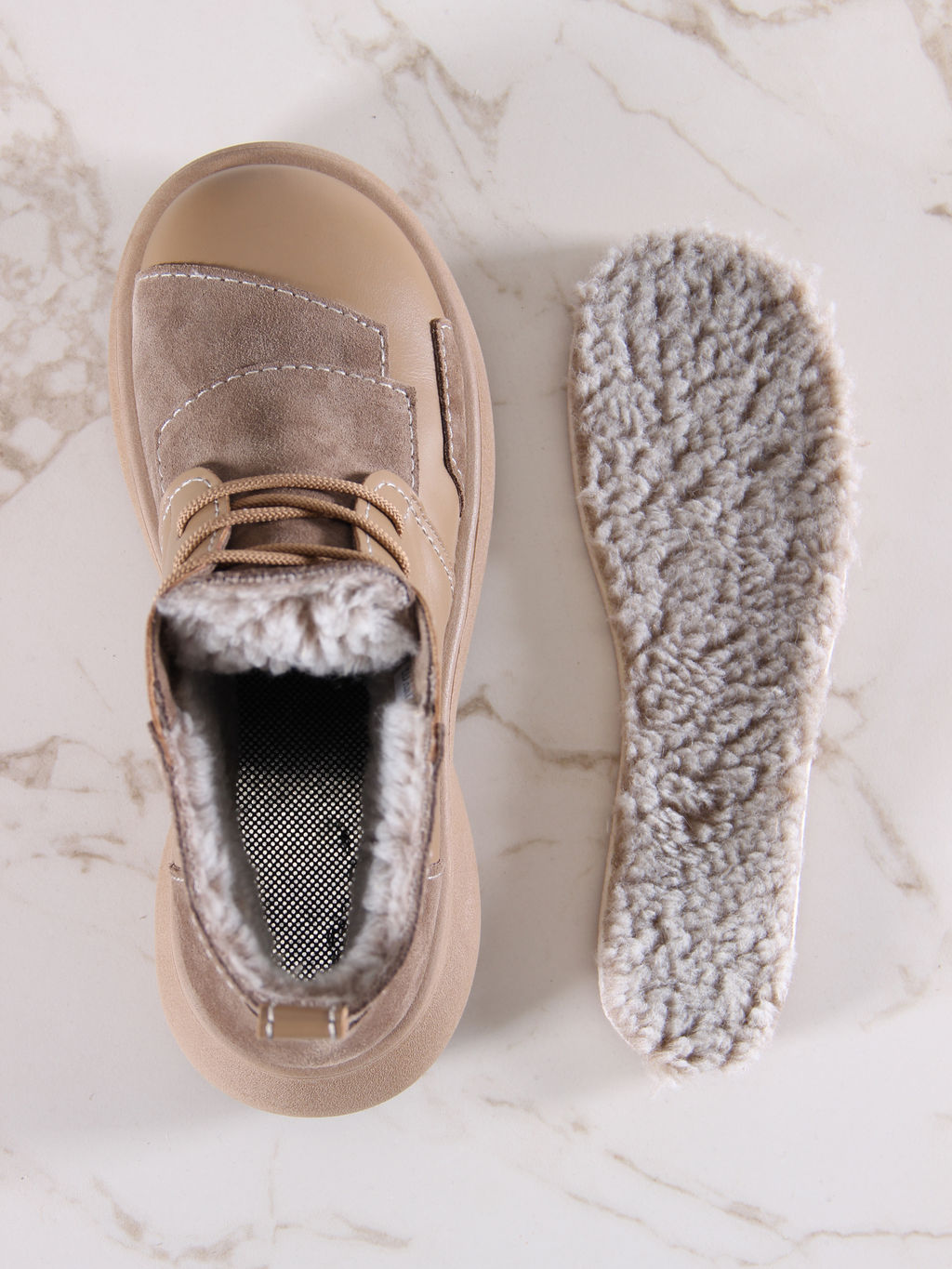 Ботинки EDART 305.927ka. Круассан+коричневый капучино замша/шерсть  фото 10