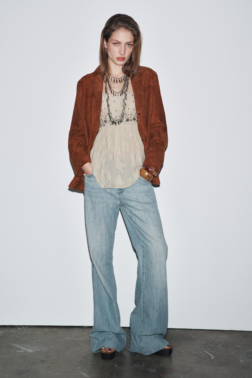 ZW COLLECTION JACQUARD STRAPPY TOP - Zara фото 3