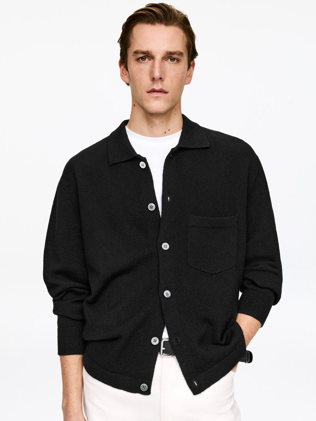 C?rdigan en mezcla de algod?n y lana texturizada - H&m фото 3